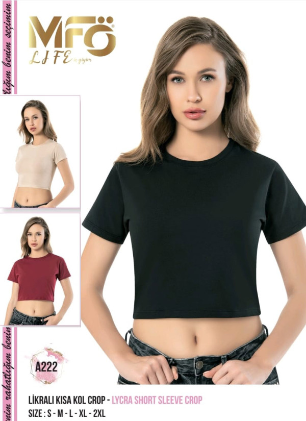 Women’s Cropped Cotton Lycra T-Shirt MFO Life A222