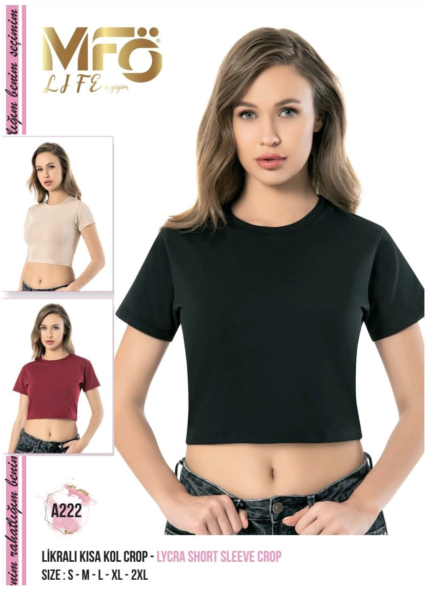 Women’s Cropped Cotton Lycra T-Shirt MFO Life A222