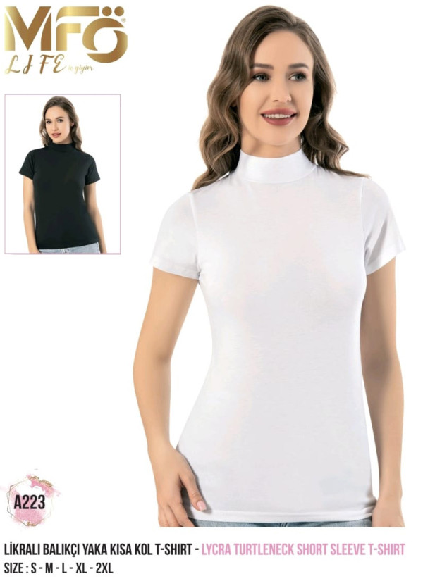 Women’s Cotton Lycra Short Sleeve Turtleneck MFO Life A223