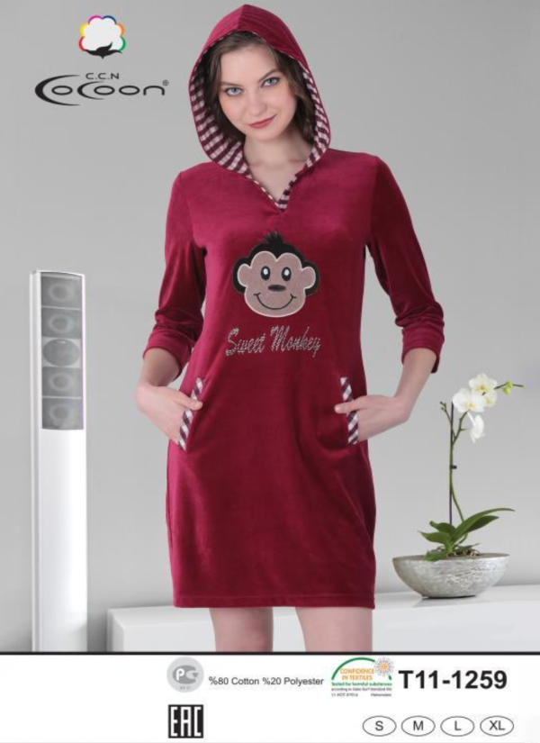 CCNT11-1259 BORDO Velour Tunic (S+M+L+XL)