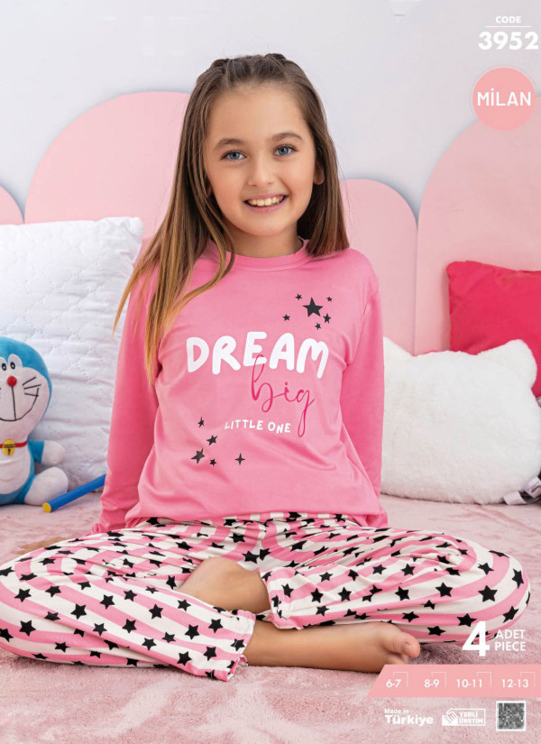 Girls' Long-Sleeve Pajama Set (6/7+8/9+10/11+12/13) Milan