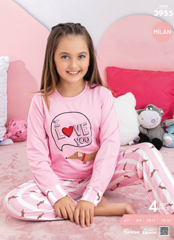 Girls' Long-Sleeve Pajama Set (6/7+8/9+10/11+12/13) Milan
