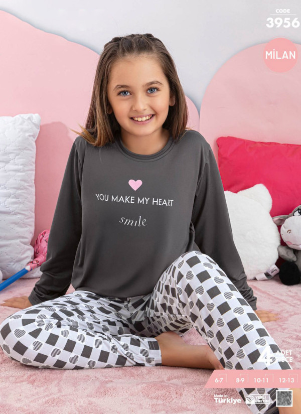 Girls' Long-Sleeve Pajama Set (6/7+8/9+10/11+12/13) Milan
