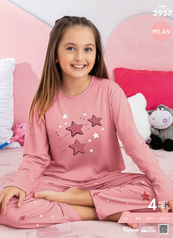 Girls' Long-Sleeve Pajama Set (6/7+8/9+10/11+12/13) Milan