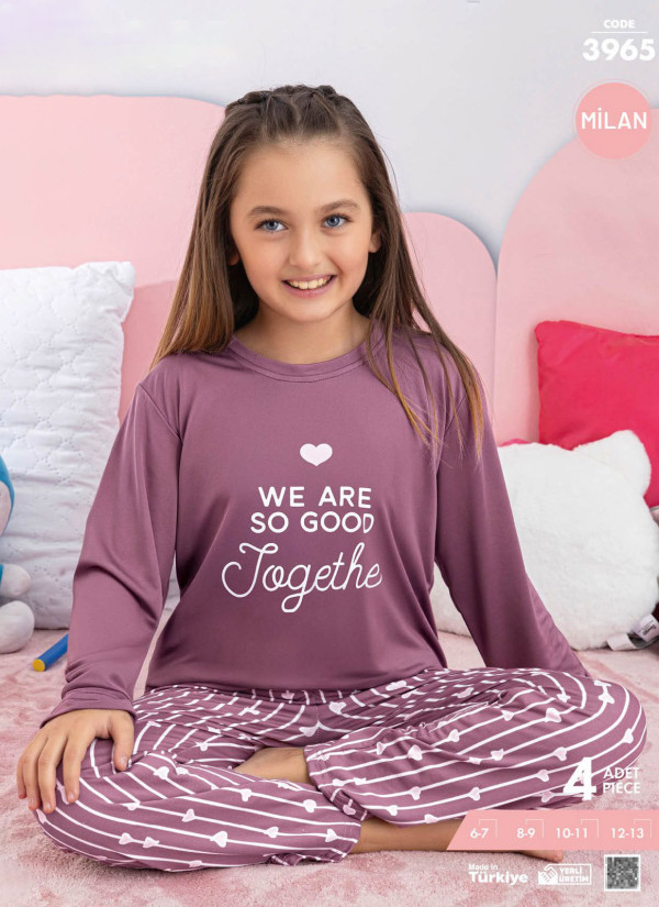 Girls' Long-Sleeve Pajama Set (6/7+8/9+10/11+12/13) Milan