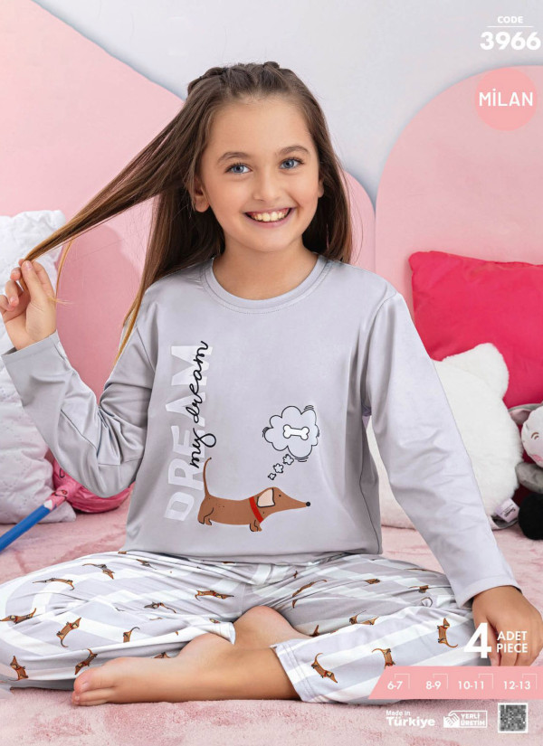 Girls' Long-Sleeve Pajama Set (6/7+8/9+10/11+12/13) Milan