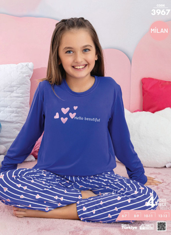 Girls' Long-Sleeve Pajama Set (6/7+8/9+10/11+12/13) Milan