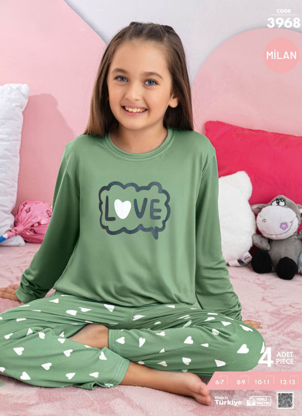 Girls' Long-Sleeve Pajama Set (6/7+8/9+10/11+12/13) Milan