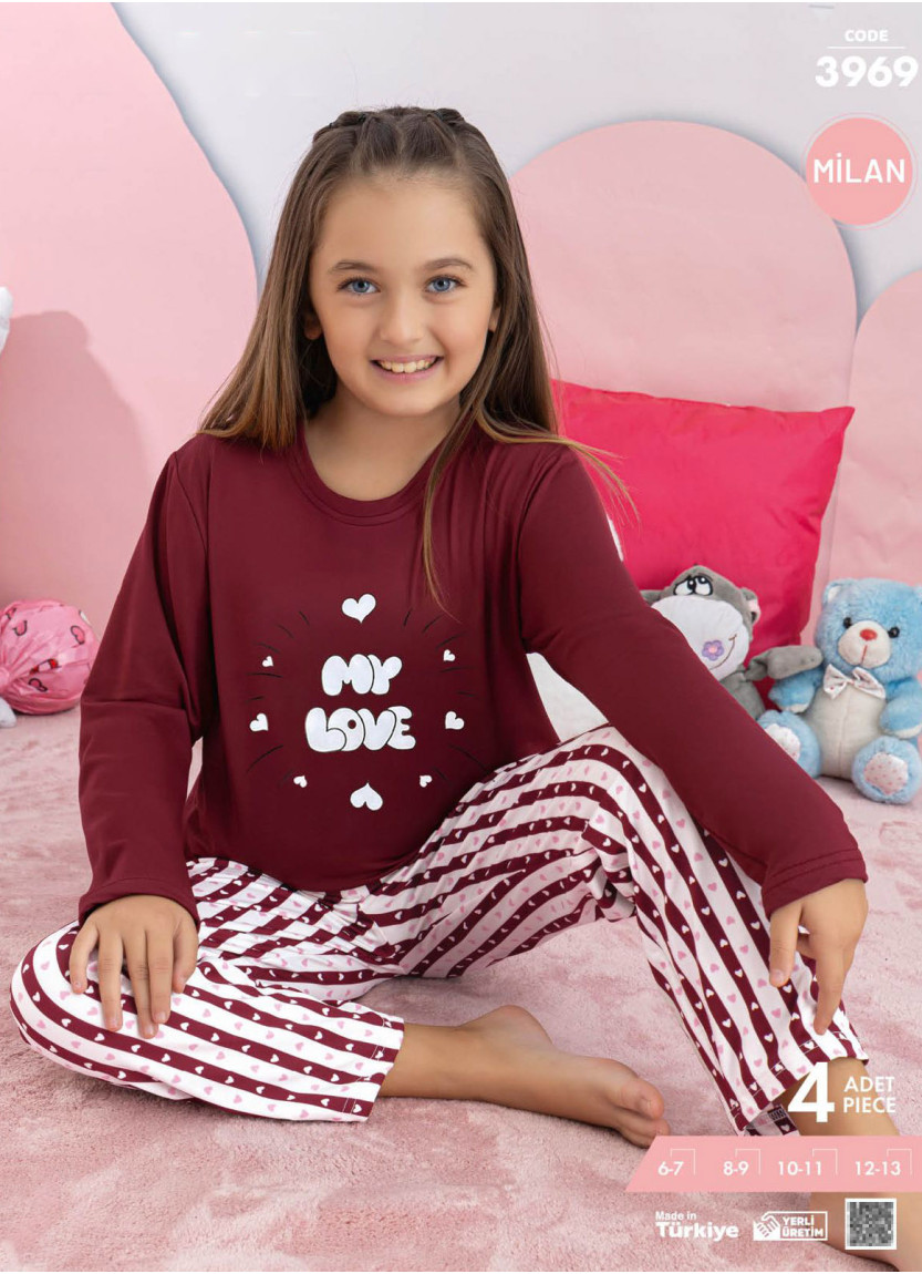 Girls' Long-Sleeve Pajama Set (6/7+8/9+10/11+12/13) Milan