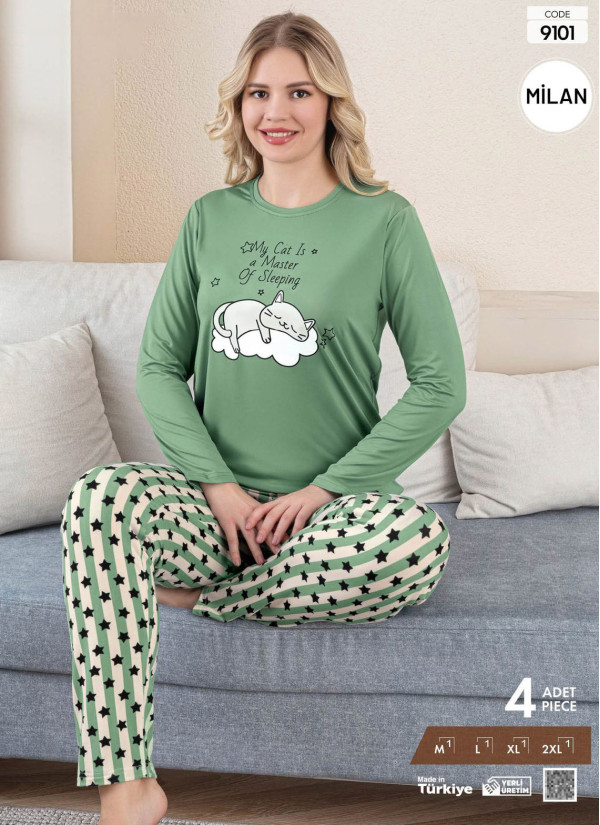 Pijamo 9101 Long-Sleeve Milan Fabric Pants Set (M+L+XL+2XL)