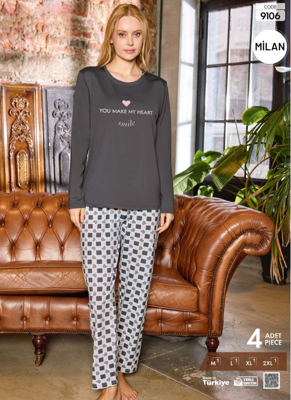 Pijamo 9106 Long-Sleeve Milan Fabric Pants Set (M+L+XL+2XL)