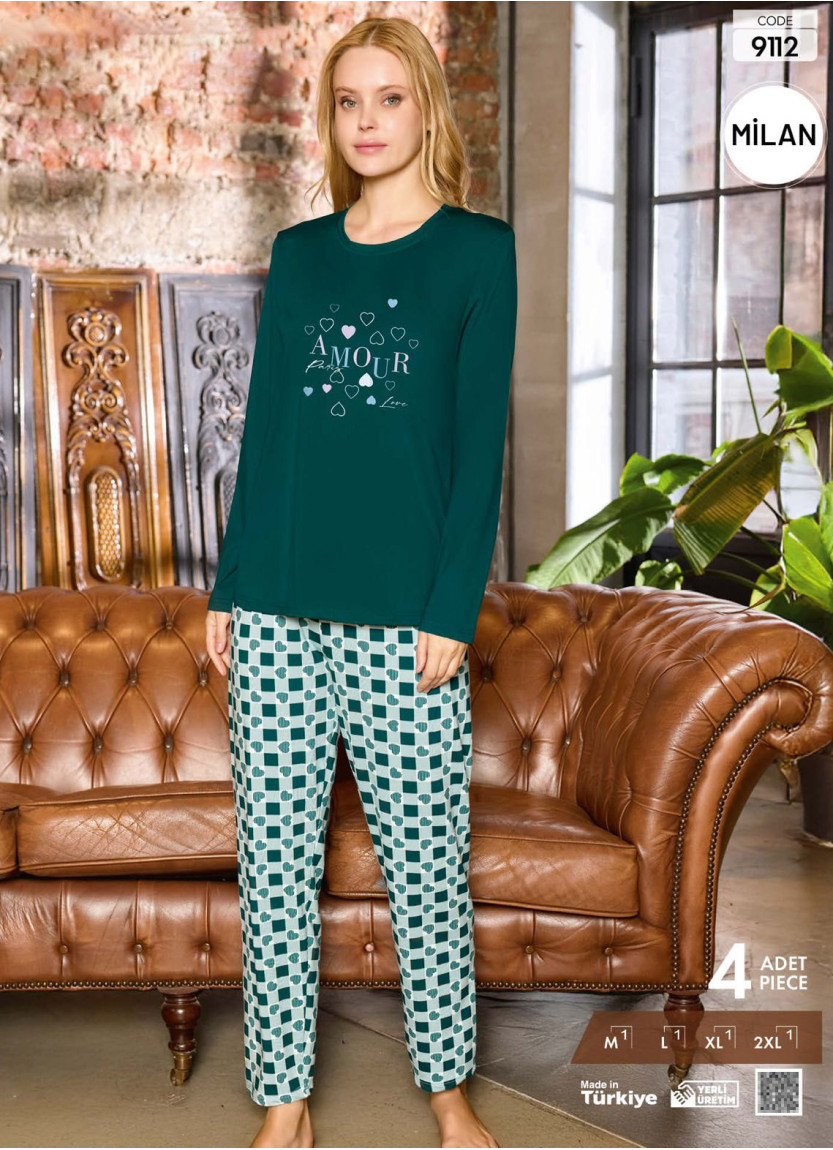 Pijamo 9112 Long-Sleeve Milan Fabric Pants Set (M+L+XL+2XL)