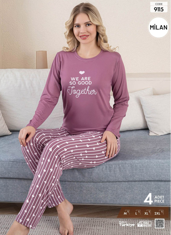 Pijamo 9115 Long-Sleeve Milan Fabric Pants Set (M+L+XL+2XL)