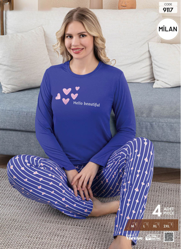 Pijamo 9117 Long-Sleeve Milan Fabric Pants Set (M+L+XL+2XL)