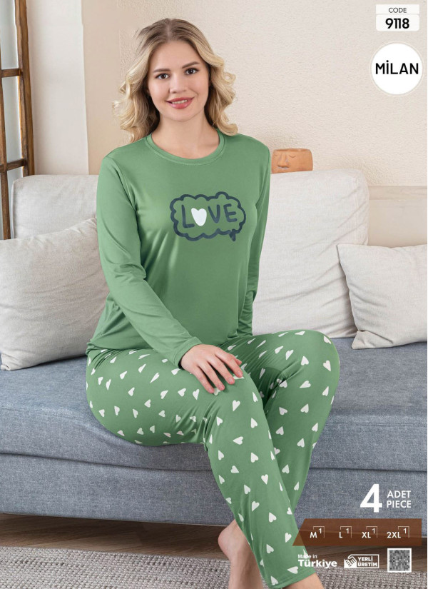 Pijamo 9118 Long-Sleeve Milan Fabric Pants Set (M+L+XL+2XL)