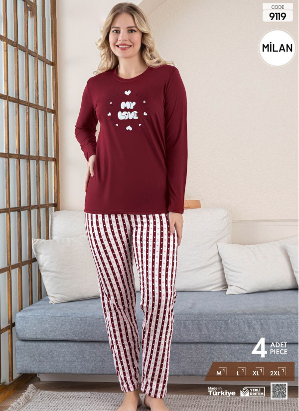 Pijamo 9119 Long-Sleeve Milan Fabric Pants Set (M+L+XL+2XL)