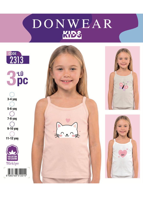 Camisoles for Girls' (Assorted) 3 pcs/pack. Donwear 2313 2