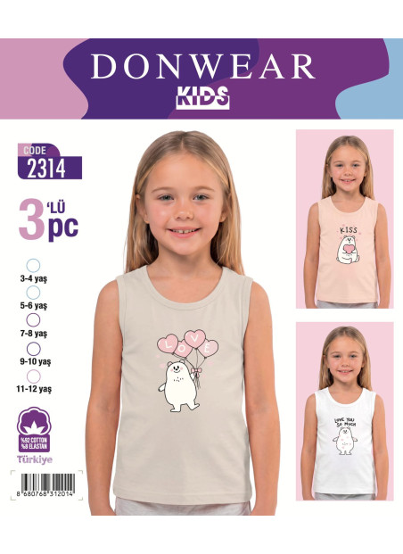 Girls' Cotton Tank Top Set 3 pcs Donwear 2314