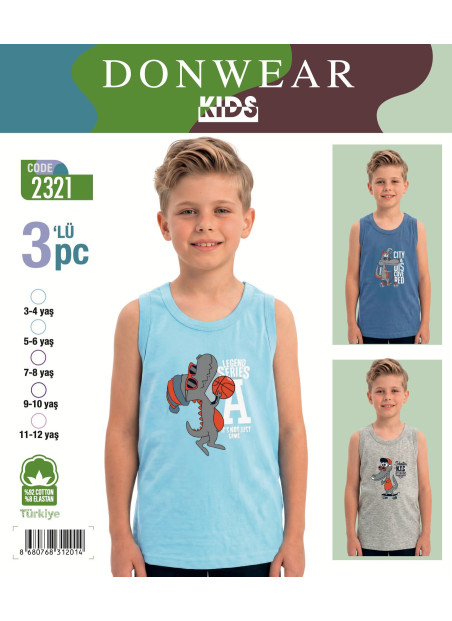 Набор Детских Хлопковых Маек для Мальчика 3 шт/уп. Donwear 2321