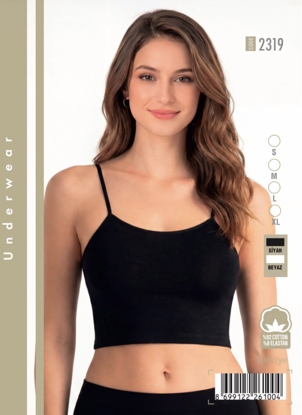 Women's Cotton Crop Top with Thin Straps Domwear 2319