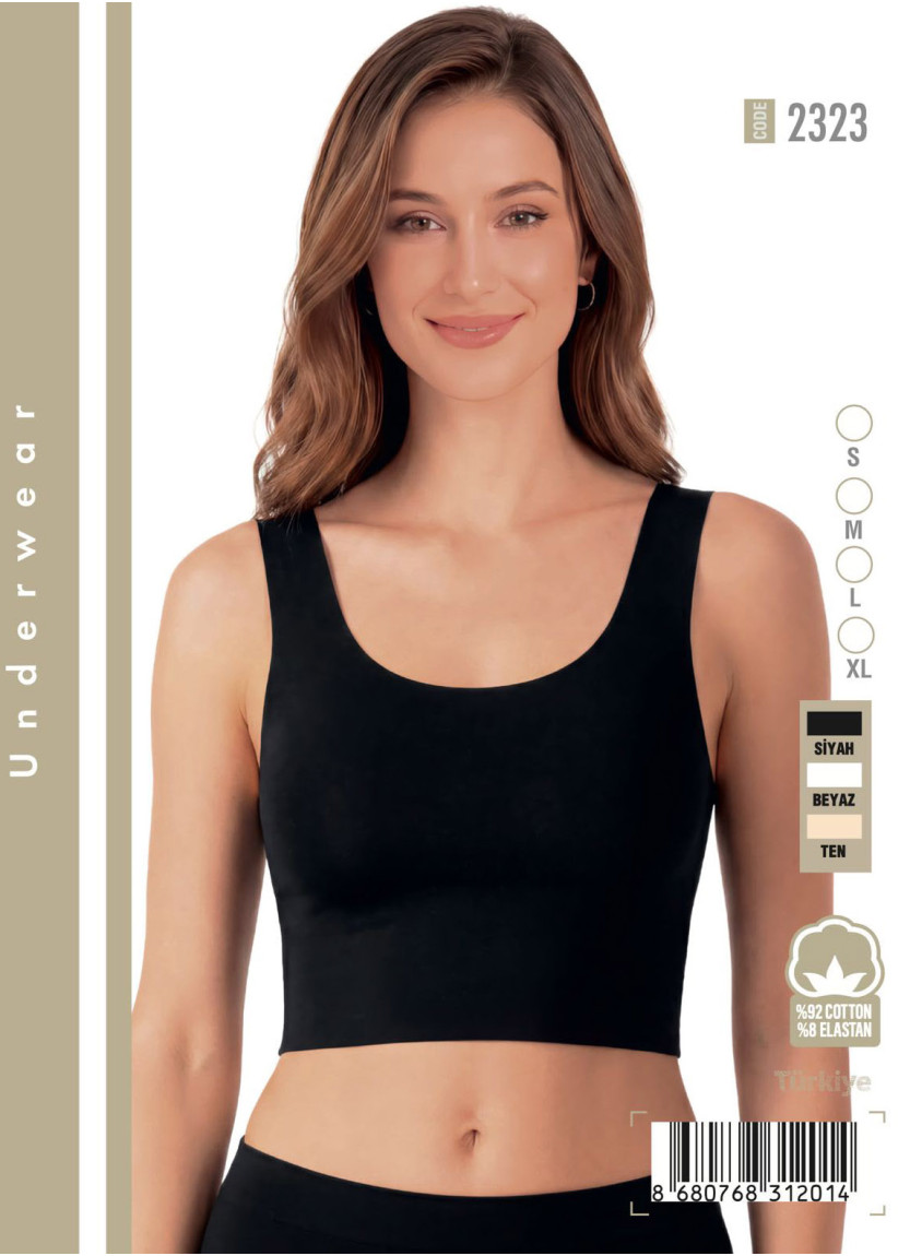 Женский Укороченный Хлопковый Топ на Широких Бретелях Domwear 2323