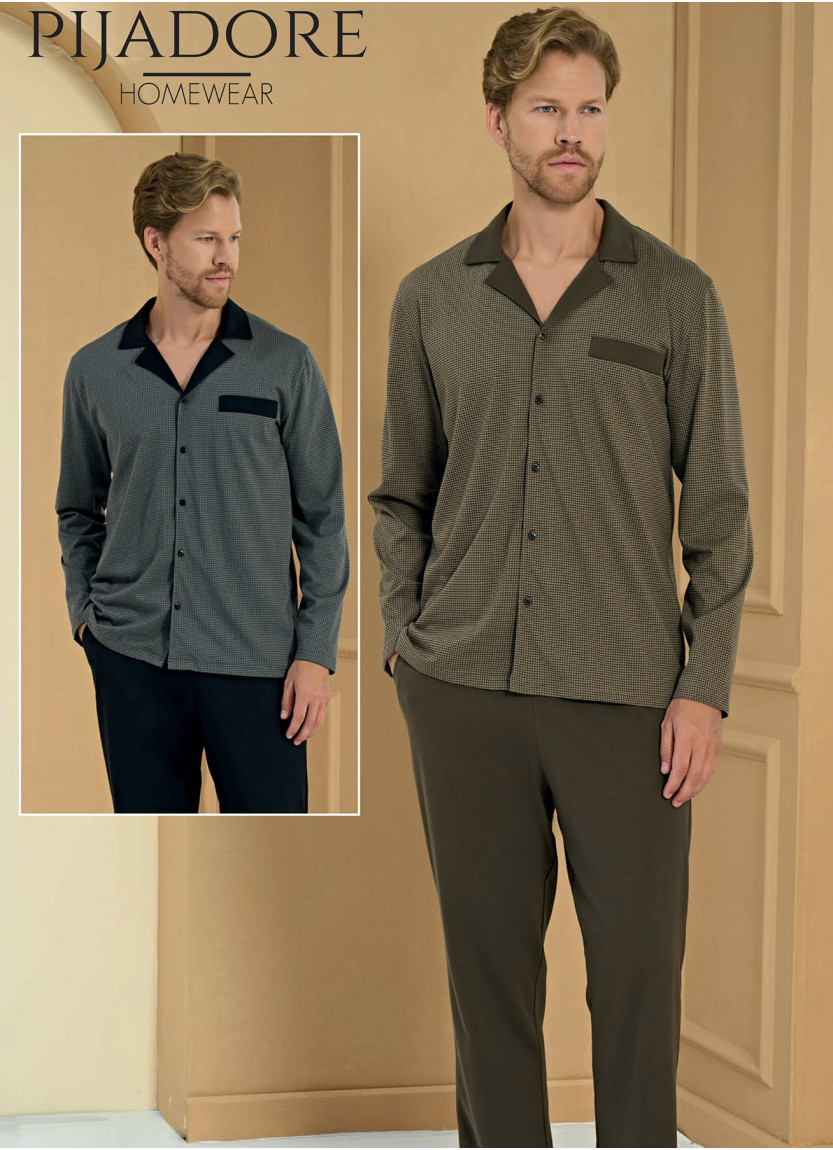Мужская Пижама на Пуговицах из Хлопка (M+L+XL+XXL) PiJADORE 2272