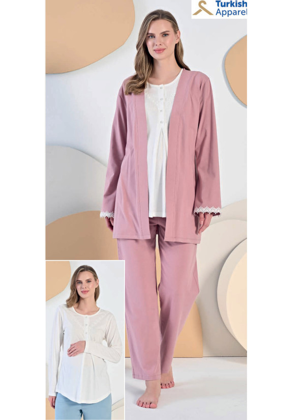 Feyza 5400 Maternity Set with Trousers Pudra