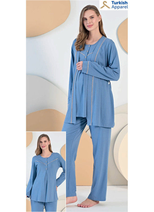 Feyza 5401 Maternity Set with Trousers Mavi