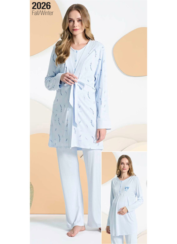 Feyza 5406 Maternity Set with Trousers Pembe