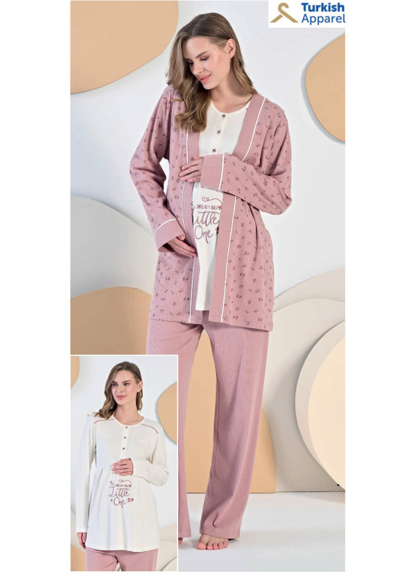 Feyza 5408 Maternity Set with Trousers Pudra