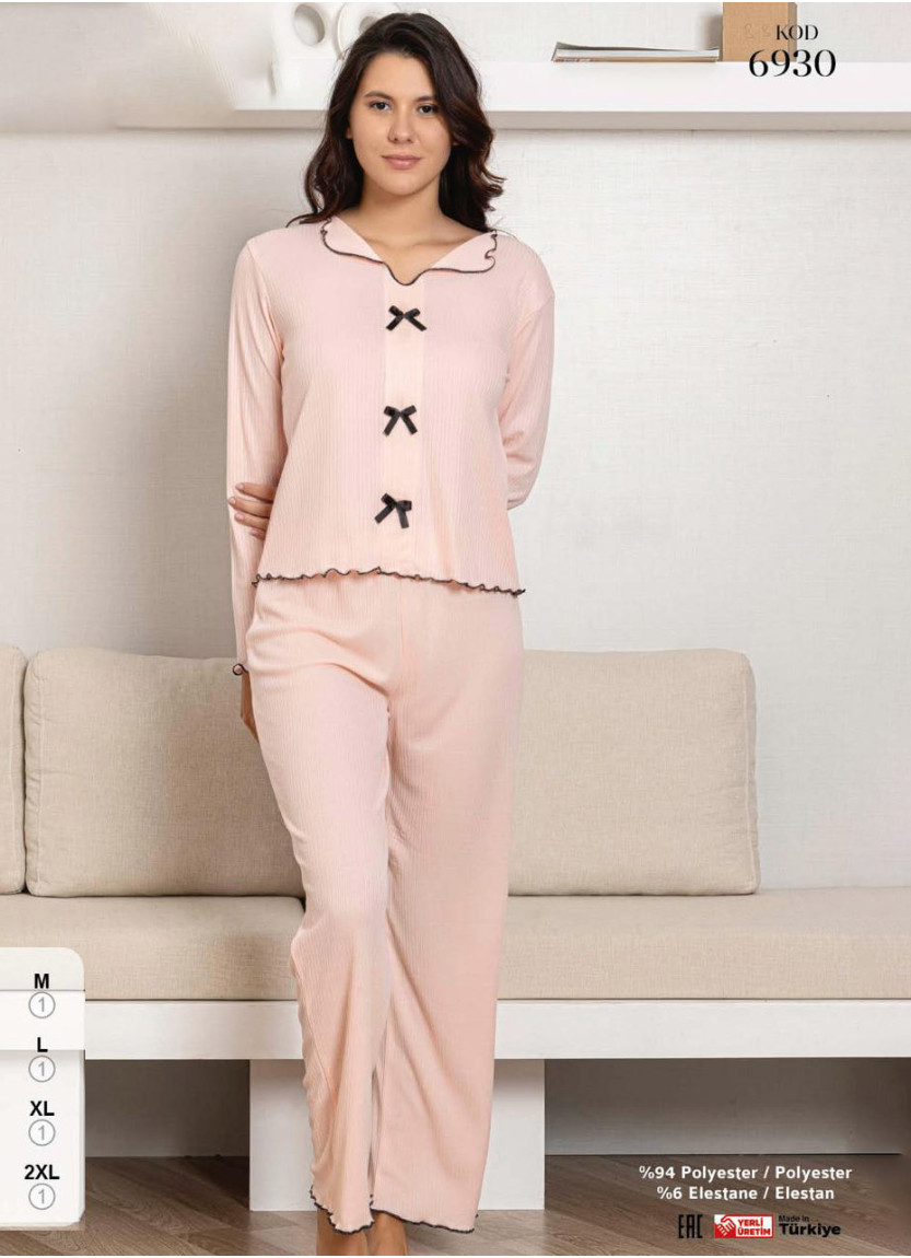 Пижама Женская с Длинным Рукавом из Мягкого Трикотажа (M+L+XL+2XL)