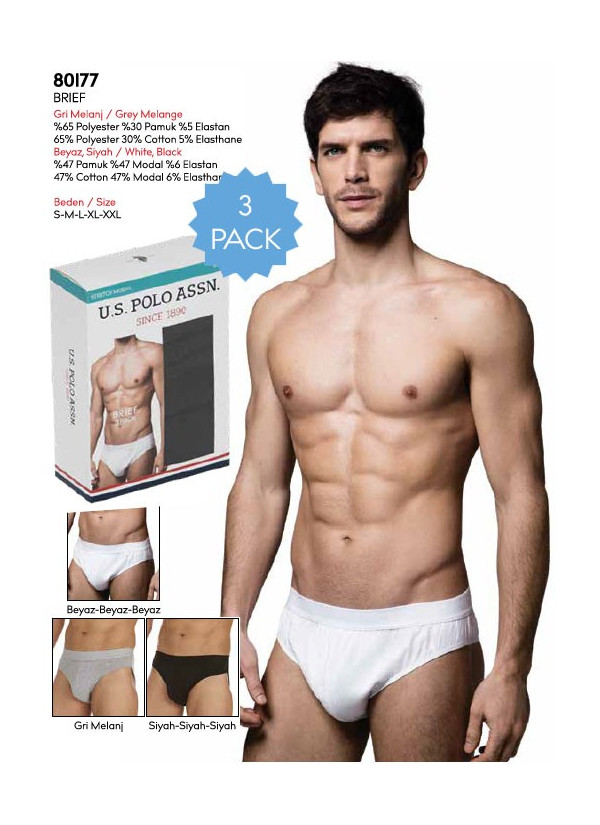 Men's Modal 3-Pack Briefs U.S. Polo Assn. 80177 2