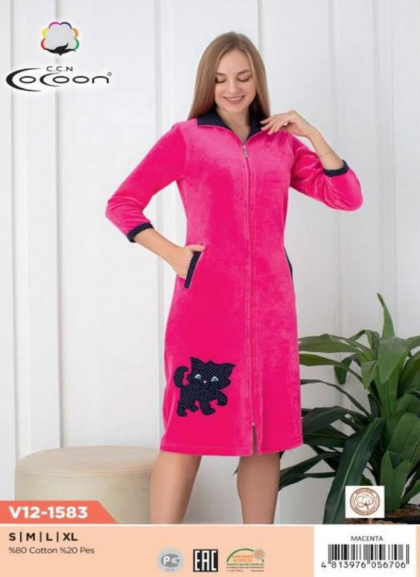 CCNV12-1583_007 Velour Women's Robe (S+M+L+XL)