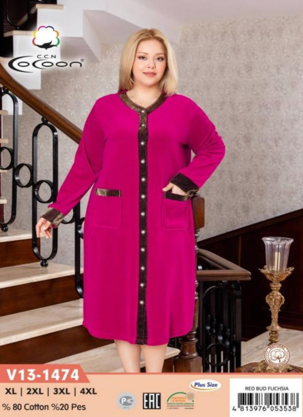CCNV13-1474_RBF Velour Women's Robe (XL+2XL+3XL+4XL)
