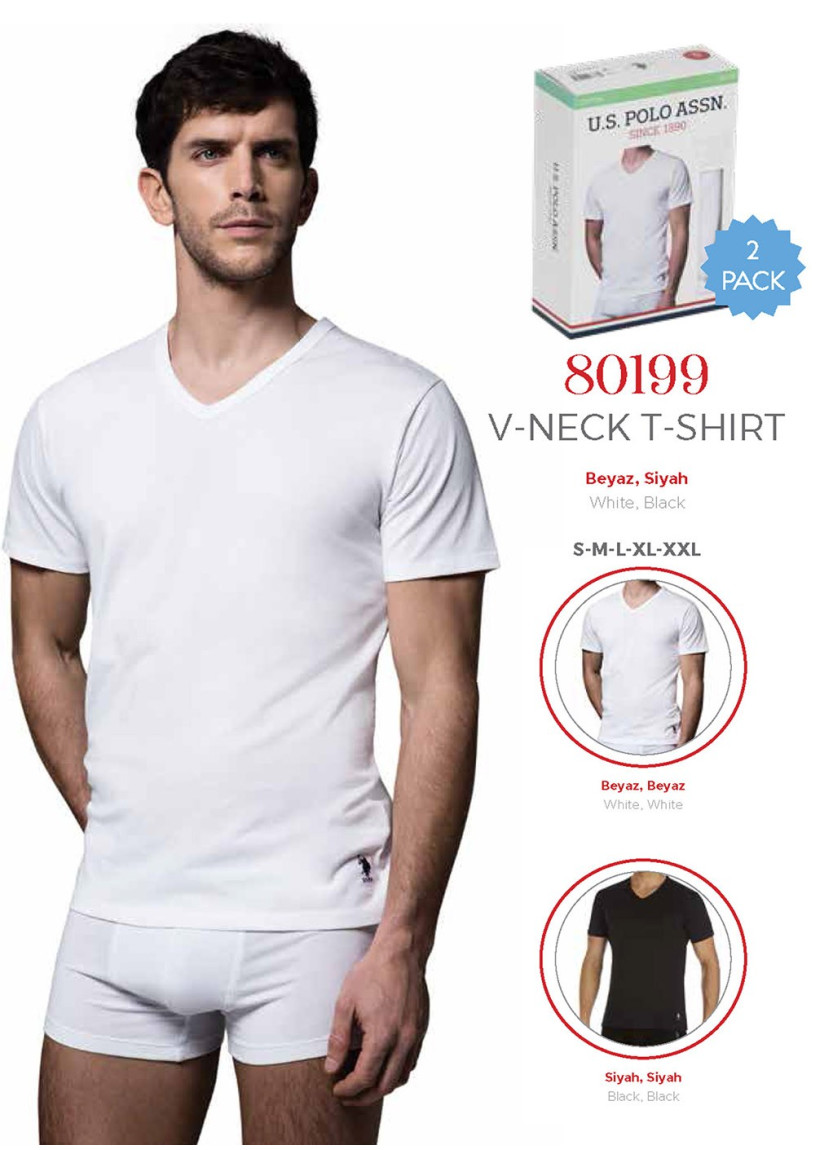 Men's Cotton Short-Sleeve V-Neck Tank Tops, 2 Pcs U.S. Polo Assn. 80199