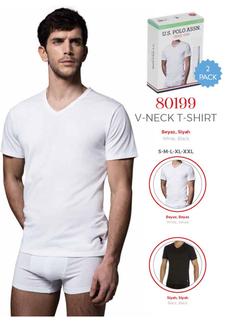 Men's Cotton Short-Sleeve V-Neck Tank Tops, 2 Pcs U.S. Polo Assn. 80199