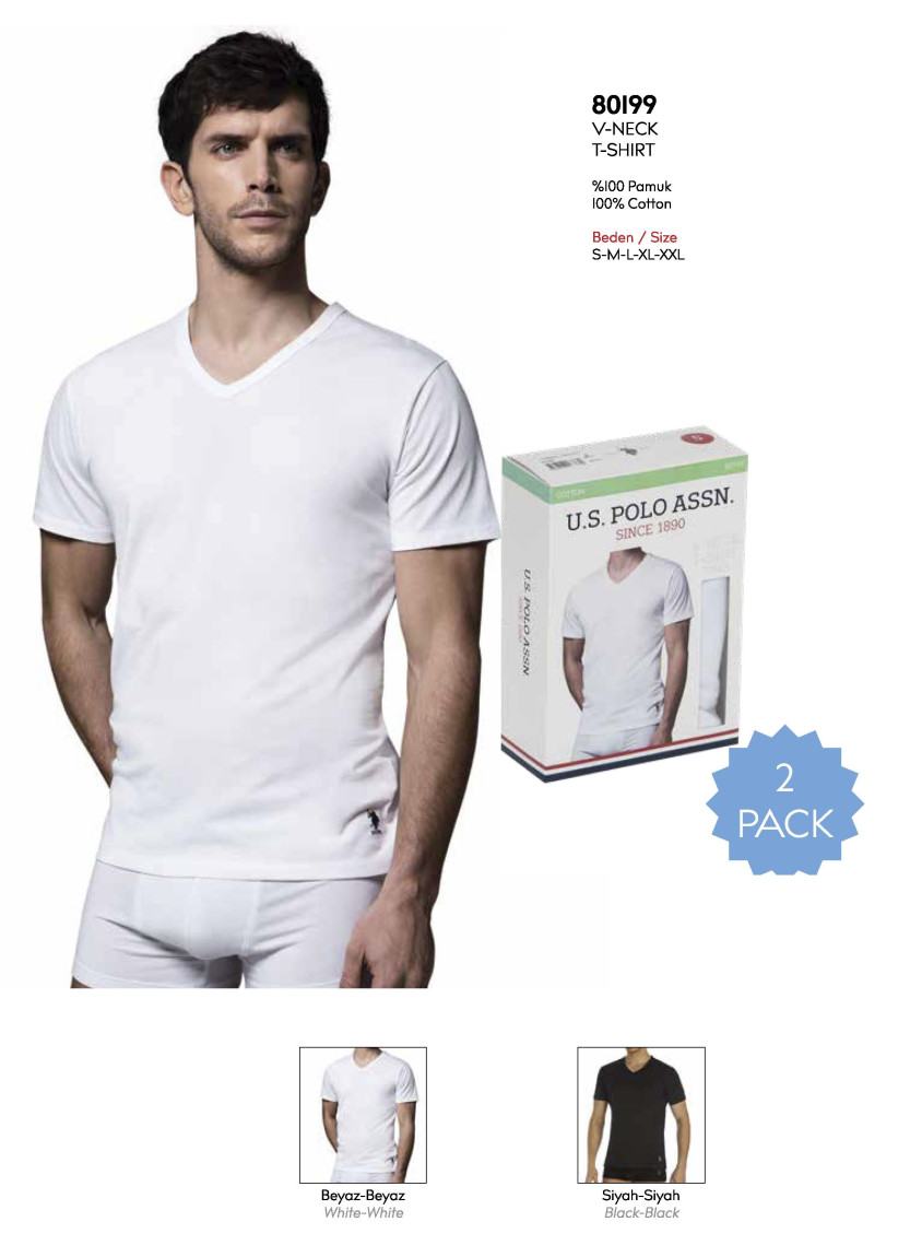 Men's Cotton Short-Sleeve V-Neck Tank Tops, 2 Pcs U.S. Polo Assn. 80199