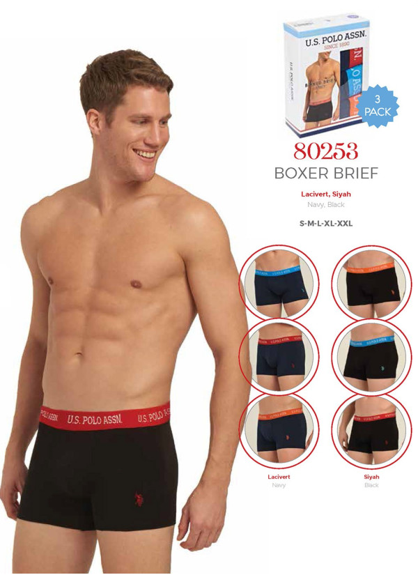 Men's Cotton Boxer Briefs, 3 Pcs U.S. Polo Assn. 80253