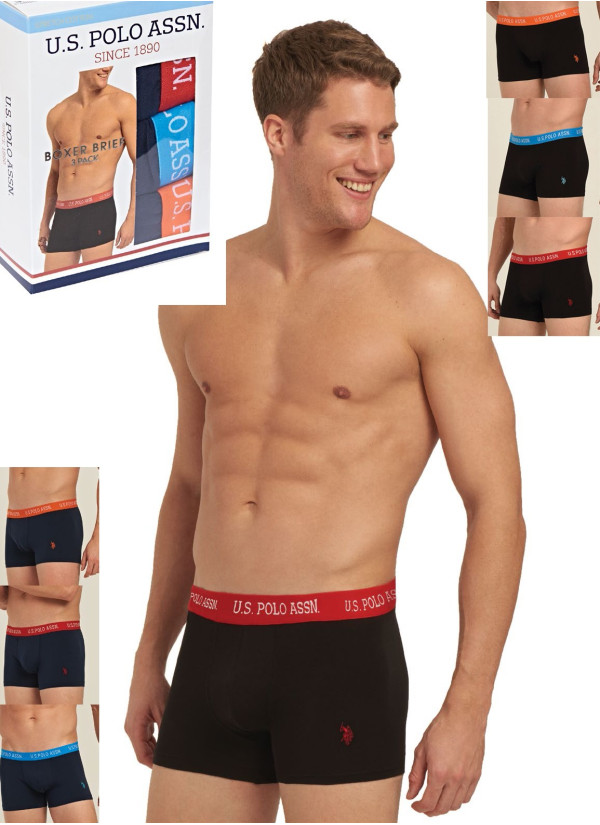 Men's Cotton Boxer Briefs, 3 Pcs U.S. Polo Assn. 80253 2