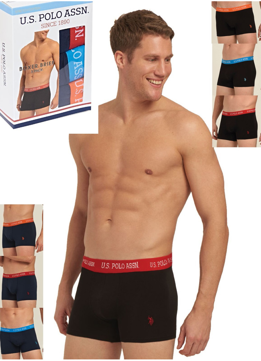 Men's Cotton Boxer Briefs, 3 Pcs U.S. Polo Assn. 80253