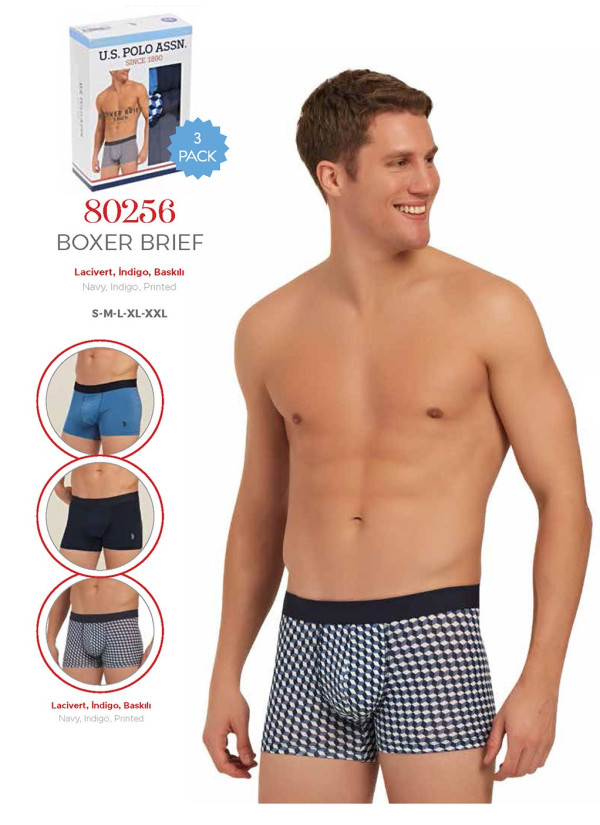 Men's Cotton Boxer Briefs, 3 Pcs U.S. Polo Assn. 80256