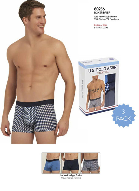 Men's Cotton Boxer Briefs, 3 Pcs U.S. Polo Assn. 80256
