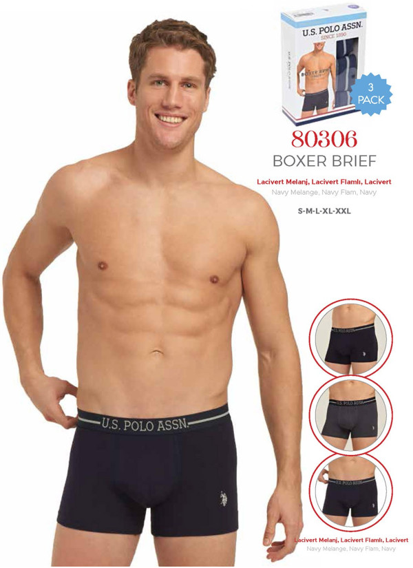 Men's Cotton Boxer Briefs, 3 Pcs U.S. Polo Assn. 80306