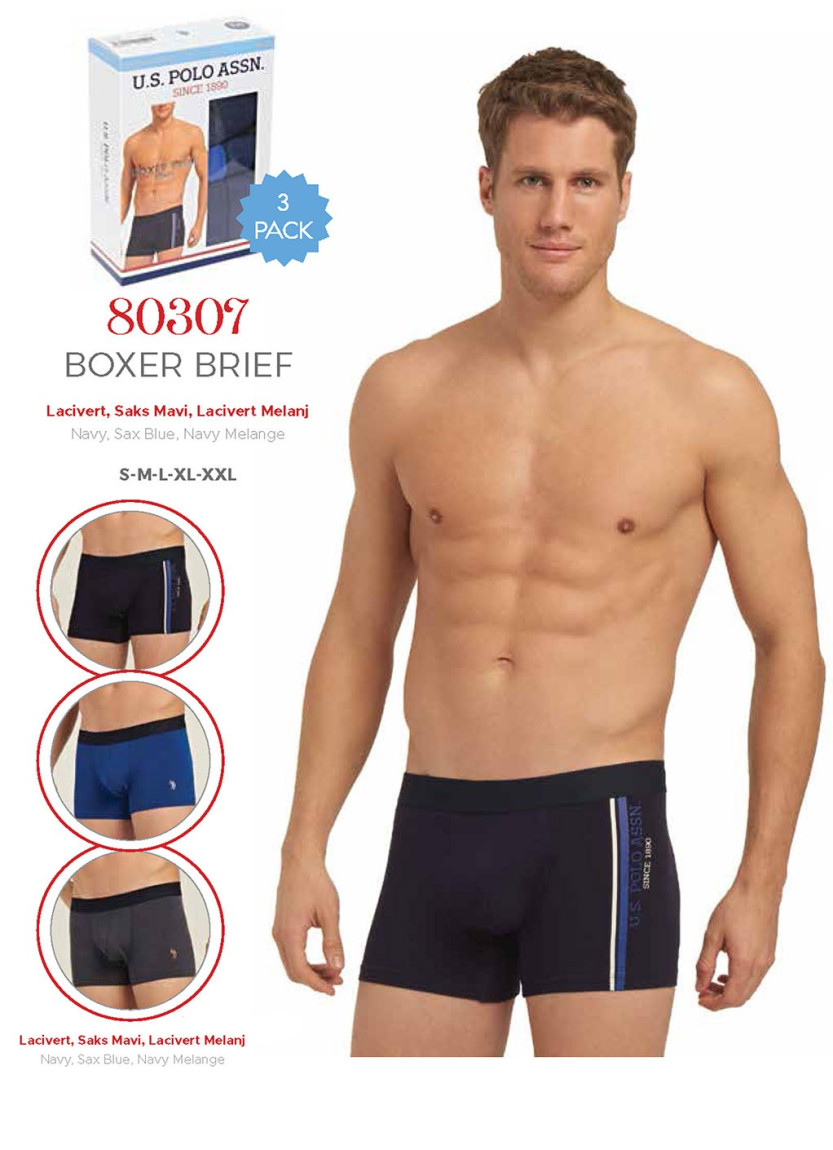 Men's Cotton Boxer Briefs, 3 Pcs U.S. Polo Assn. 80307