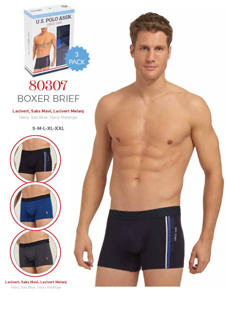 Men's Cotton Boxer Briefs, 3 Pcs U.S. Polo Assn. 80307