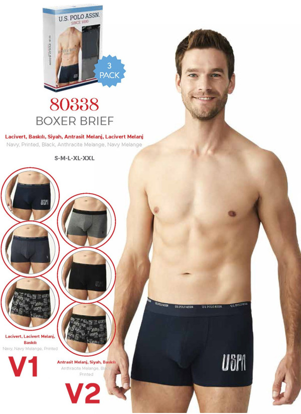 Men's Cotton Boxer Briefs, 3 Pcs U.S. Polo Assn. 80338
