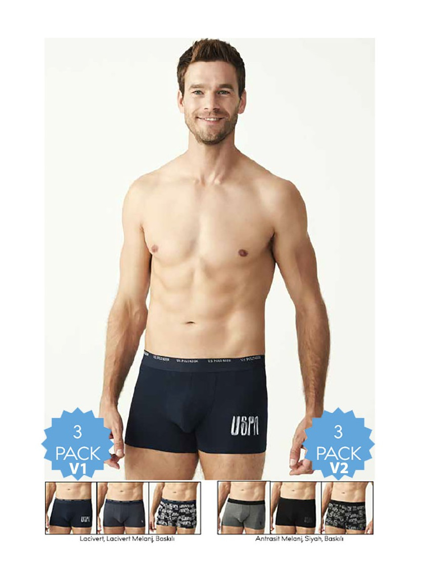 Men's Cotton Boxer Briefs, 3 Pcs U.S. Polo Assn. 80338