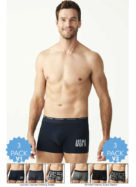 Men's Cotton Boxer Briefs, 3 Pcs U.S. Polo Assn. 80338