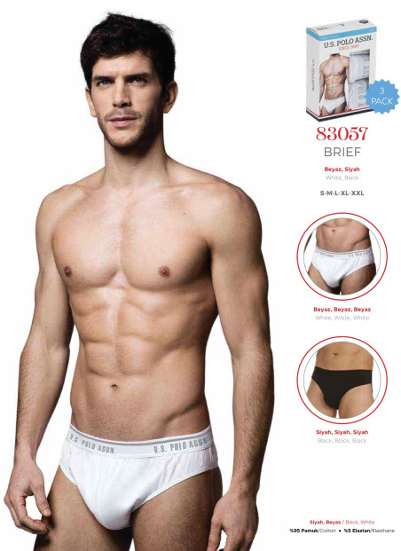 Men's Cotton Briefs, 3 Pcs U.S. Polo Assn. 83057
