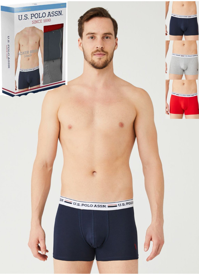 Men's Cotton Boxer Briefs, 3 Pcs U.S. Polo Assn. 80431